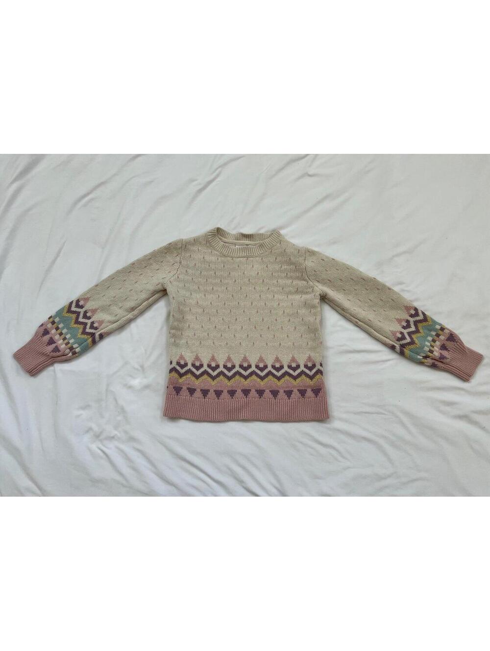 Gap kids girls size L cream/pink/teal/gold sweater